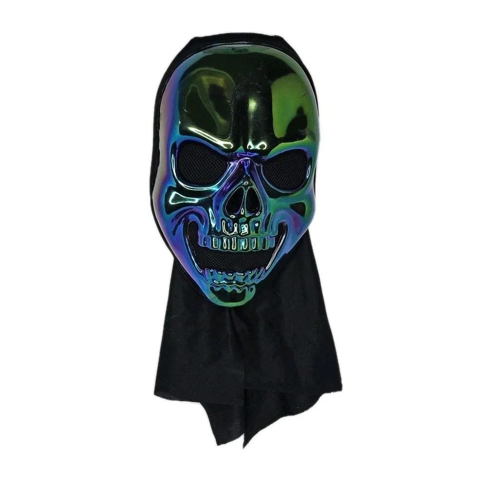 Men's Skull Mask Iridescent Hooded Halloween Costume‎ Cosplay Horror New